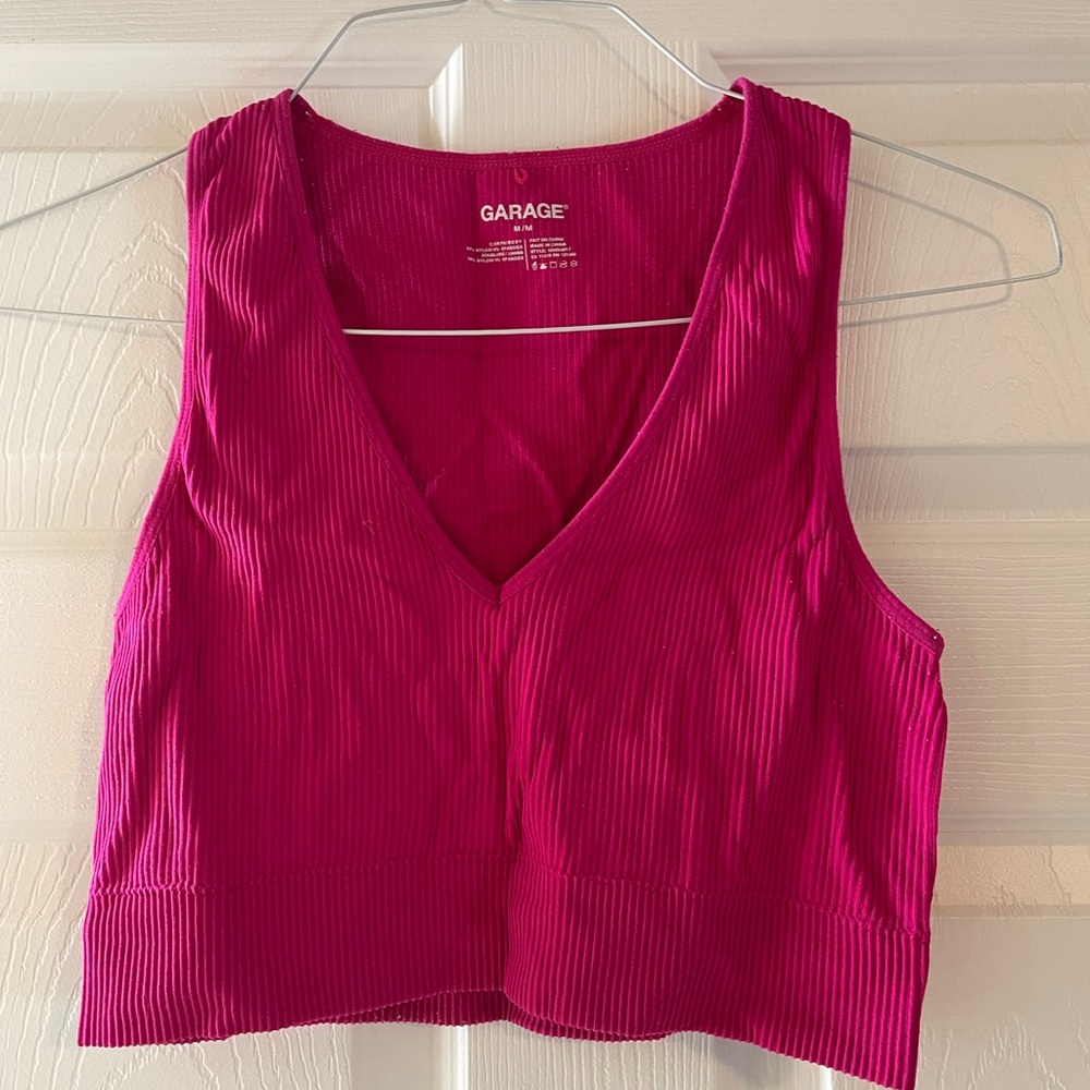 Garage Women's Hot Pink Ribbed Crop Top